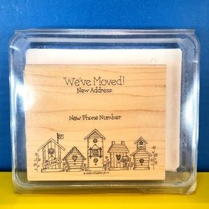 RETIRED Vintage 1998 Stampin’ Up Stamp “WE’VE MOVED BIRD HOUSE”